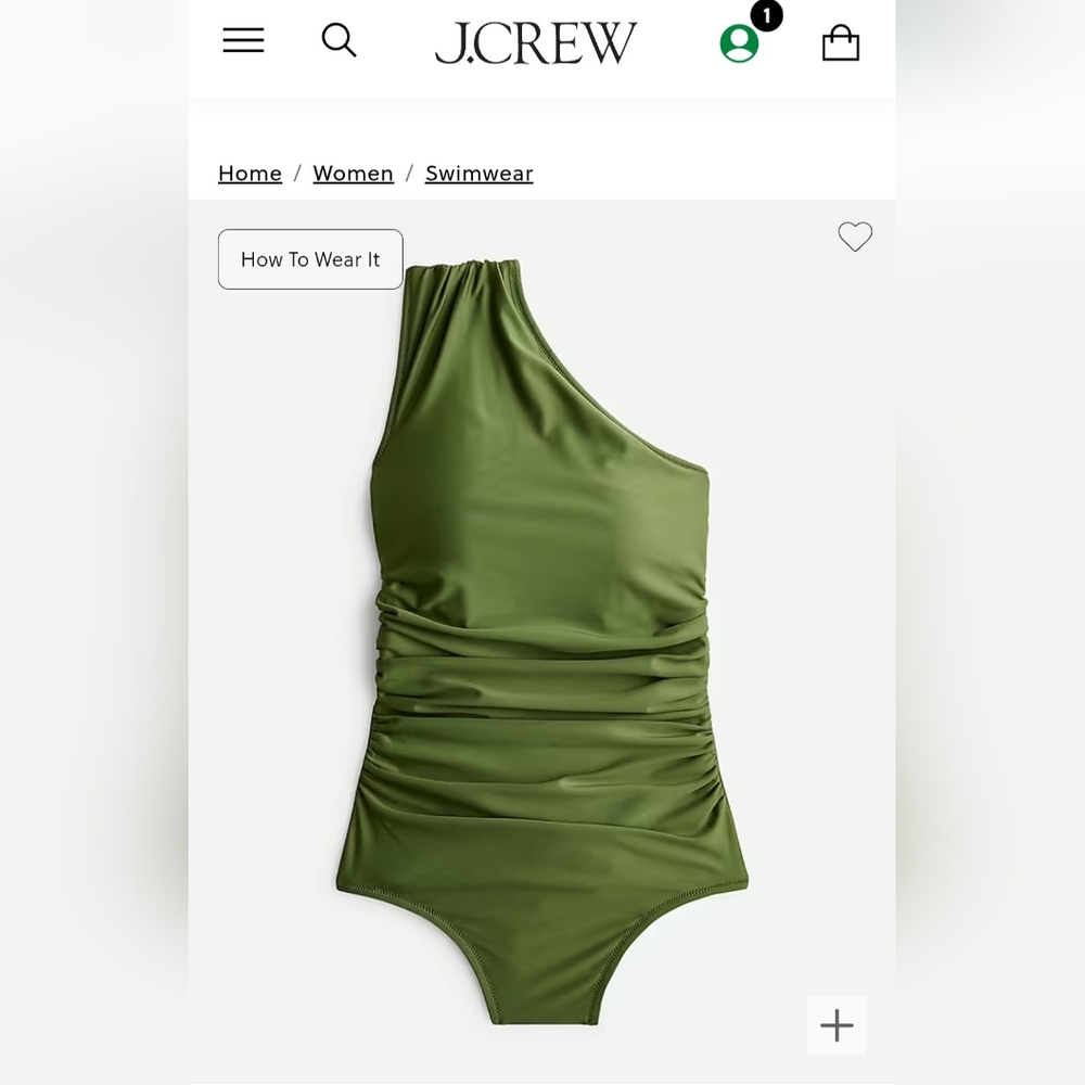 Jcrew One Shoulder Ruched One Piece Swimsuit